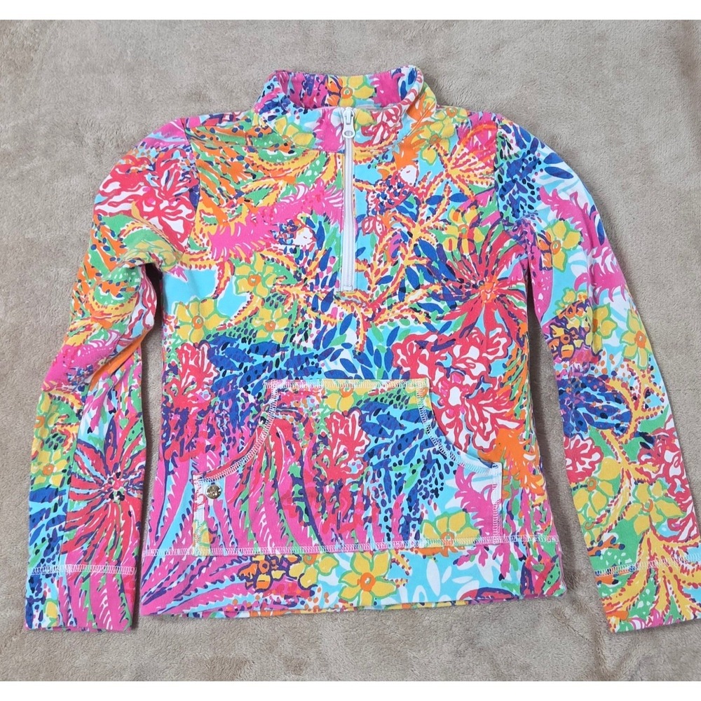 Lilly Pulitzer Skipper Popover Jacket Girls Large 8-10 Lovers Coral Reef Pink